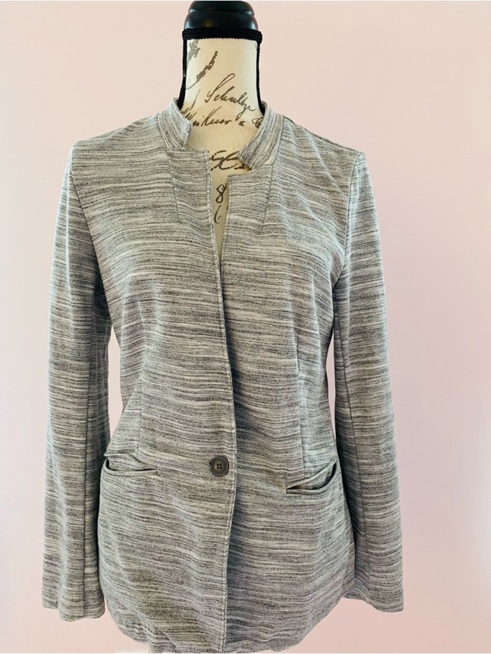Banana Republic Heather Gray Open-Front Knit Blazer